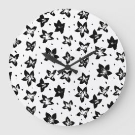 Rekonstruerat Blommönster - Akromatisk GOT Stor Klocka