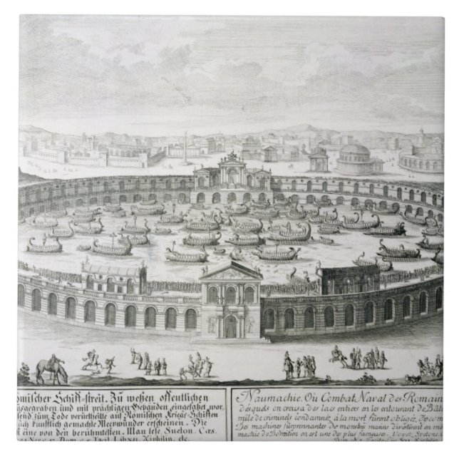 Rekonstruktion av en romersk sjö- strid, från kakelplatta (Framsidan)