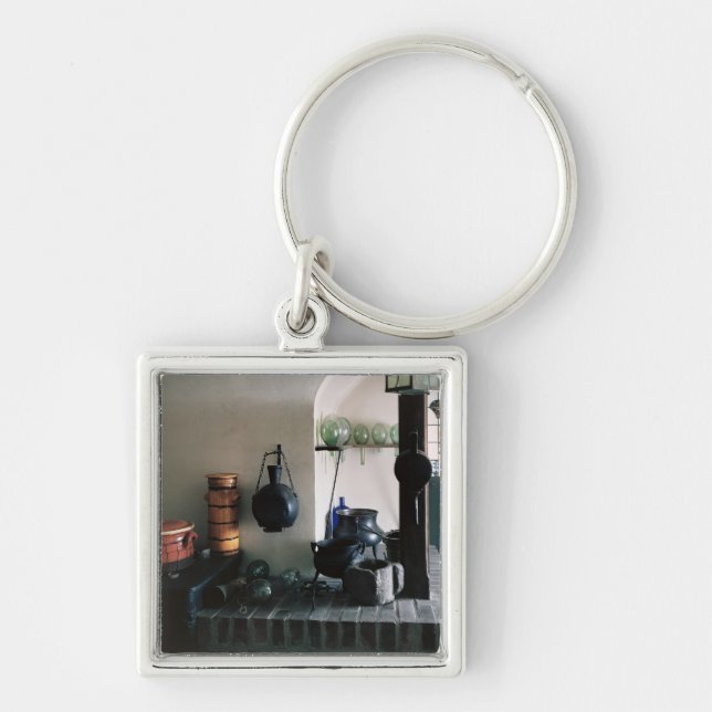 Rekonstruktion av ett apotek fyrkantig silverfärgad nyckelring (Framsidan)