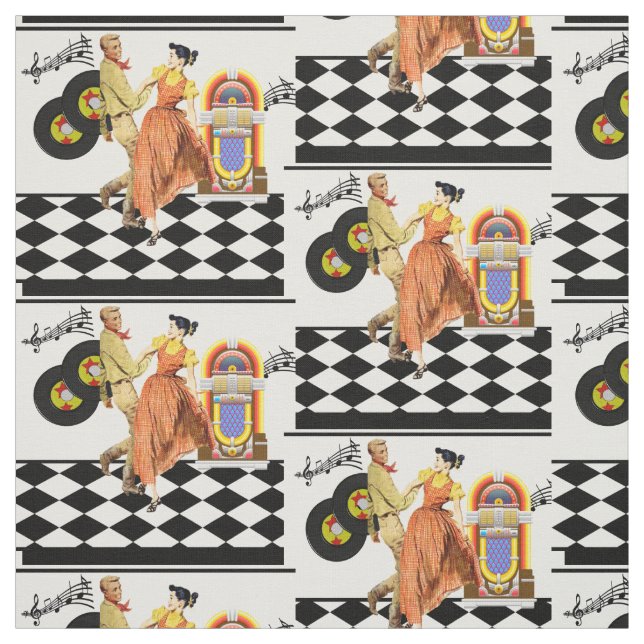 rekord för 50-talmiddagjukebox kopplar ihop att tyg (Provkarta)