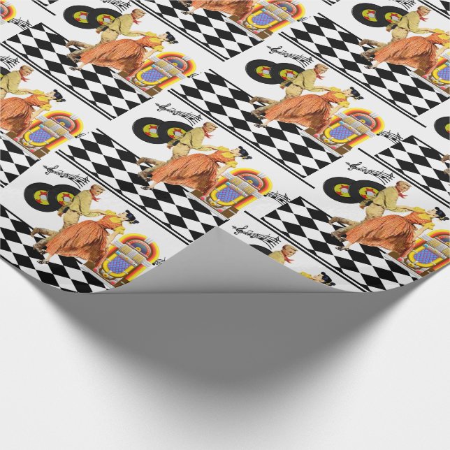 rekord för 50-talmiddagjukebox kopplar ihop dans presentpapper (Hörn)