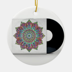Rekord- och Psychedelic Hippy sleeve för Retro Julgransprydnad Keramik
