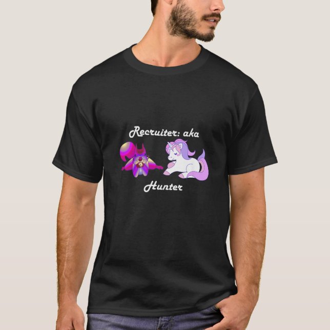 Rekryiter Lila Squirrel Unicorn Hunter T Shirt (Framsida)