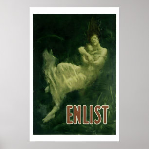Rekrytera Fred Spear WW1 Historiskt Lusitania Affi Poster