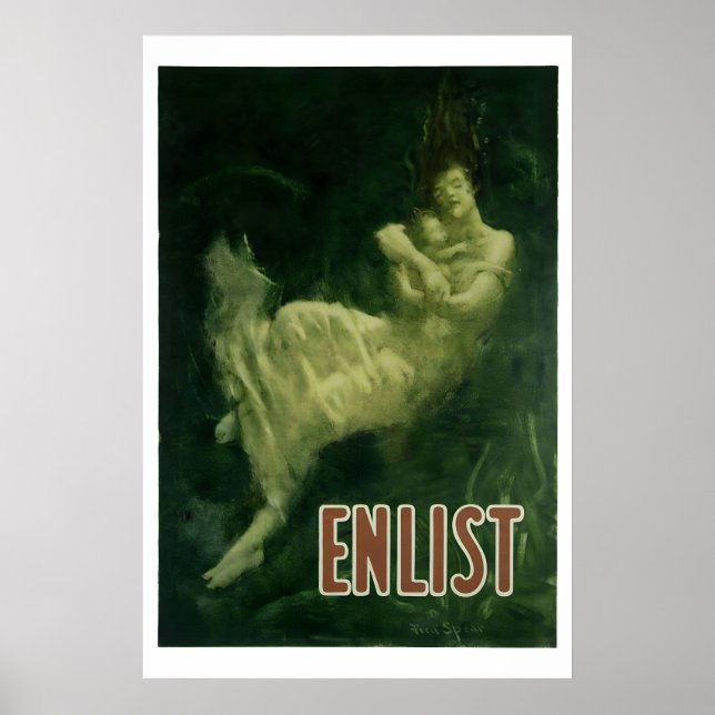 Rekrytera Fred Spear WW1 Historiskt Lusitania Affi Poster (Framsidan)