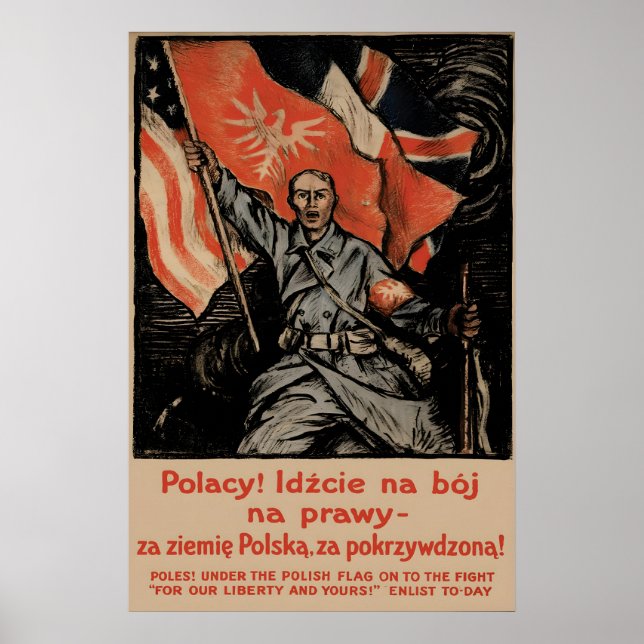 Rekrytering till Första Världskriget Polen Under e Poster (Framsidan)