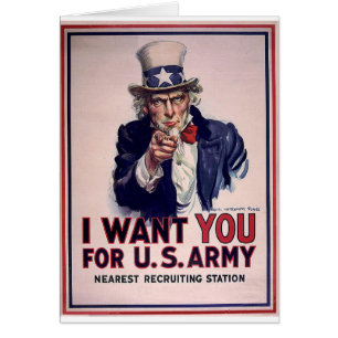 Rekryteringaffisch för Uncle Sam Hälsningskort