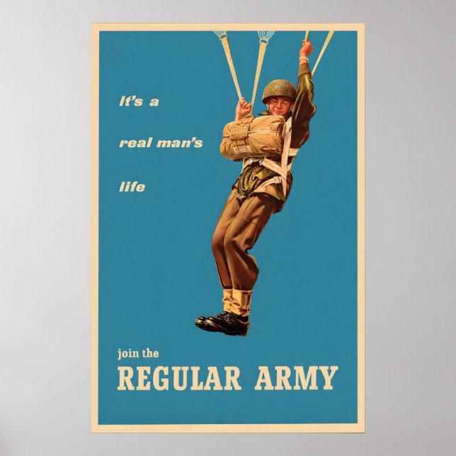 Rekryteringsaffisch för brittiska arméns fallskärm poster (Framsidan)