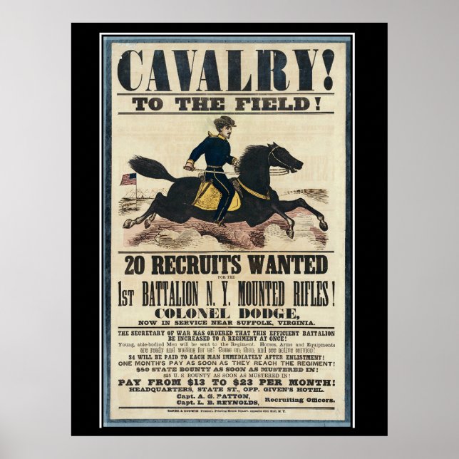 Rekryteringsaffisch för Unionen Amerikanska inbörd Poster (Framsidan)