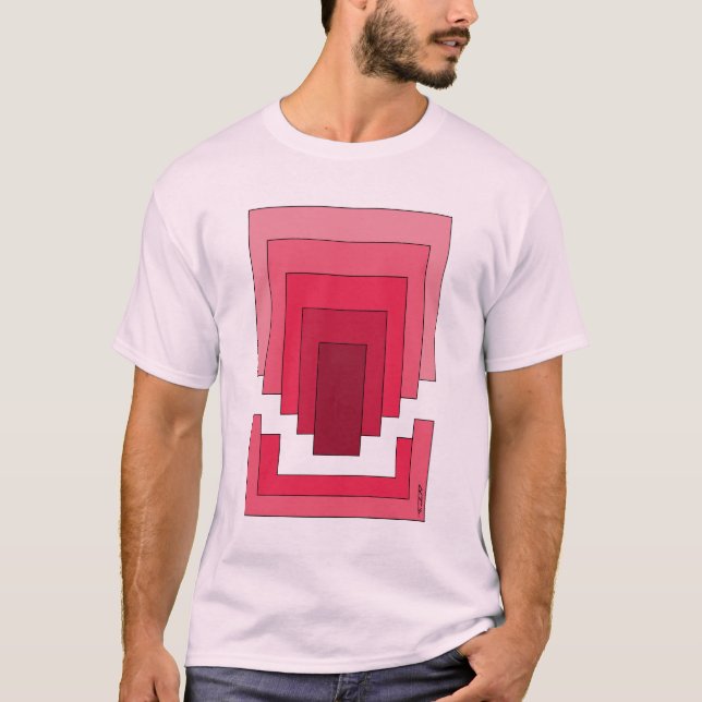 Rektangel Abstrakt i Rött T Shirt (Framsida)