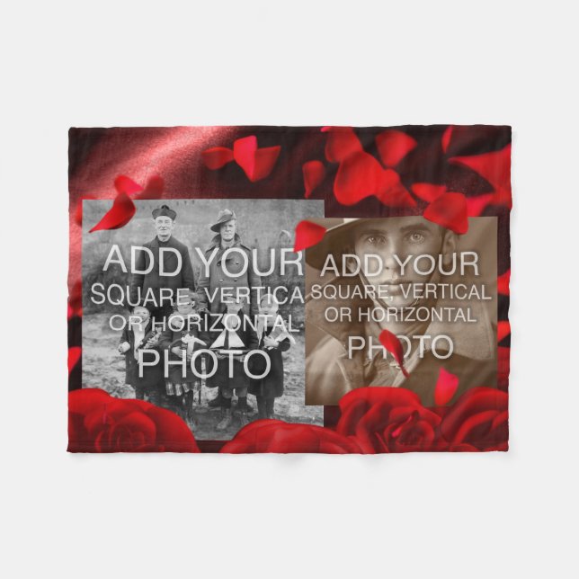 Rektangel eller Instagram 2-foto Anpassningsbar Ul Fleecefilt (Framsidan (Horisontell))