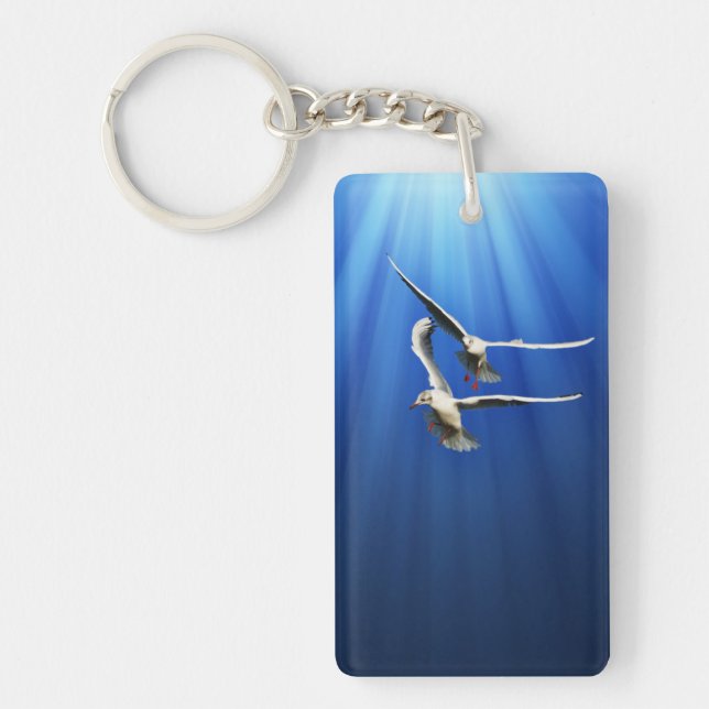 Rektangel för två fiskmåsar (tvåsidiga) Keychain (Framsidan)