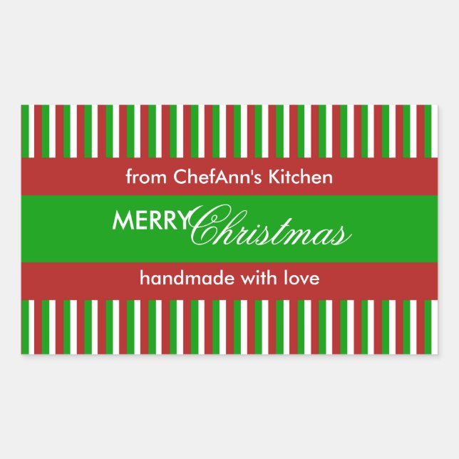 Rektangel med etikett för grönt av julkök i Rand (Framsida)