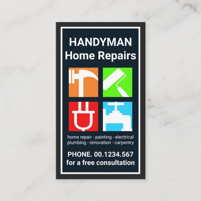 Rektangel Ram Construction Handyman Verktyg Visitkort (Framsida)