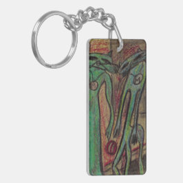 Rektangel (tvåsidiga) Keychain " kinesiska katter