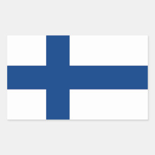Rektangeldekal med Finlands Flagga Rektangulärt Klistermärke