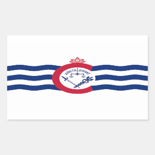 Rektangeldekal med Flagga av Cincinnati, USA Rektangulärt Klistermärke