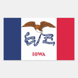 Rektangeldekal med Flagga av Iowa, USA Rektangulärt Klistermärke