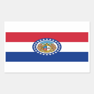 Rektangeldekal med Flagga av Missouri, USA Rektangulärt Klistermärke