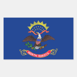 Rektangeldekal med Flagga av North Dakota Rektangulärt Klistermärke