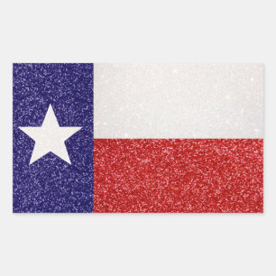Rektangelklistermärken för flagga i Glitter Texas Rektangulärt Klistermärke