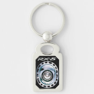Rektangelmetall RX-8 Keychain Rektangulärt Silverfärgad Nyckelring