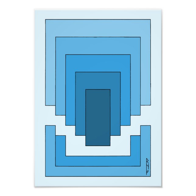 Rektangelns Abstrakt i blått Fototryck (Framsidan)