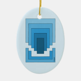 Rektangelns Abstrakt i blått Julgransprydnad Keramik