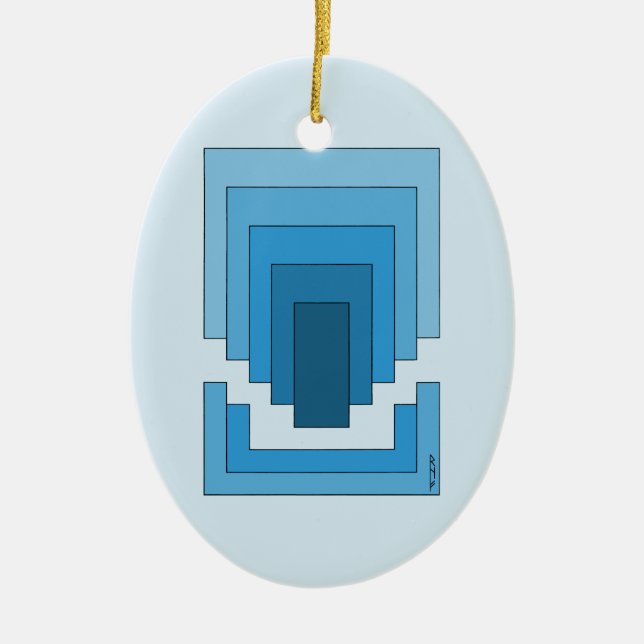 Rektangelns Abstrakt i blått Julgransprydnad Keramik (Framsidan)