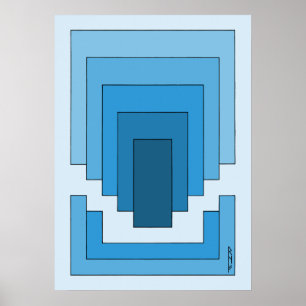 Rektangelns Abstrakt i blått Poster