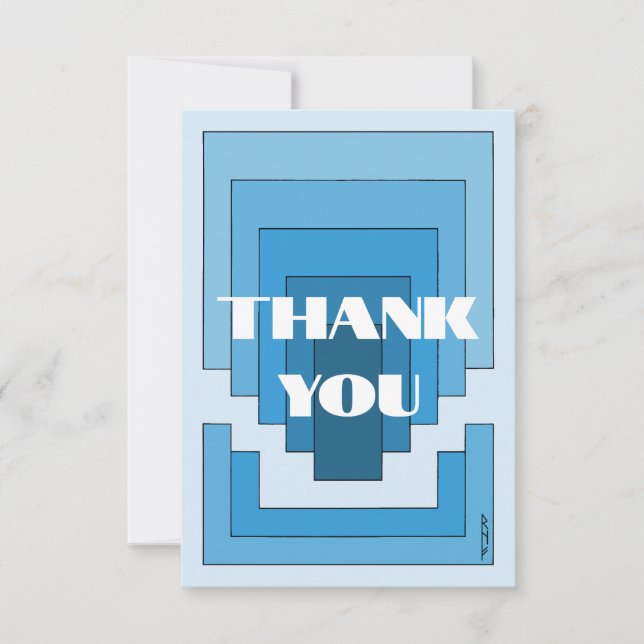 Rektangelns Abstrakt i blått Tack Kort (Framsida)