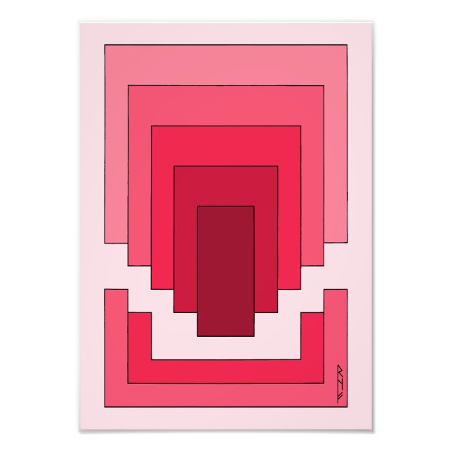 Rektangelns Abstrakt i rött Fototryck (Framsidan)