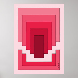 Rektangelns Abstrakt i rött Poster