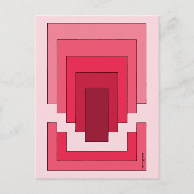 Rektangelns Abstrakt i rött Vykort (Framsida)