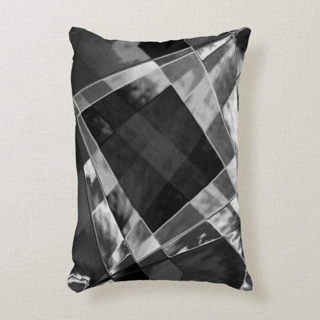 Rektanglar, böjda eller sträckta, svartvit grått prydnadskudde (Framsidan(Vertikal))