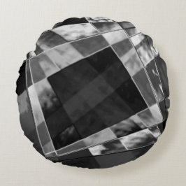 Rektanglar, böjda eller sträckta, svartvit grått rund kudde