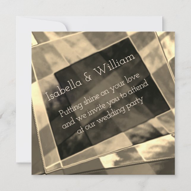 Rektanglar, böjda och oregelbundna, beige och guld inbjudningar (Framsida)