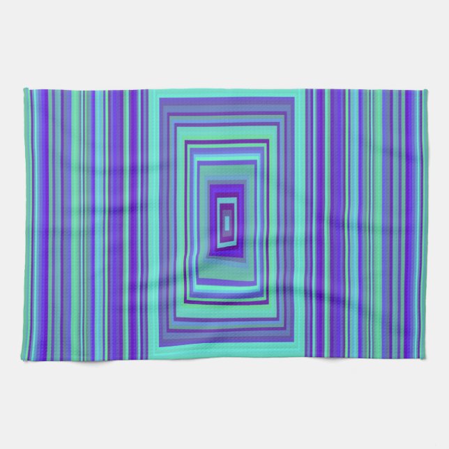Rektanglar för blå Lila Grönt Geometric Art Kökshandduk (Horisontell)