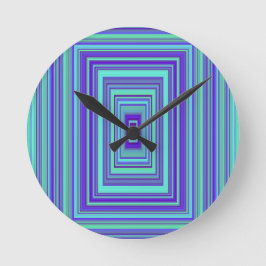 Rektanglar för blå Lila Grönt Geometric Art Rund Klocka