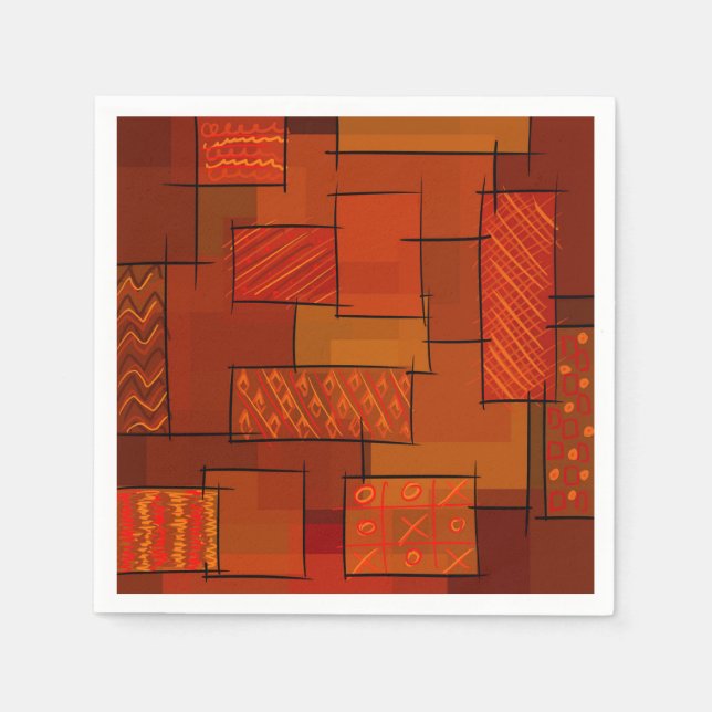 Rektanglar, lappverk mönster, doudle. Skrot Pappersservett (Framsidan)