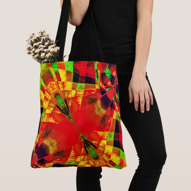 Rektanglar med lutning eller sträckning ...röd gul tygkasse (Närbild)