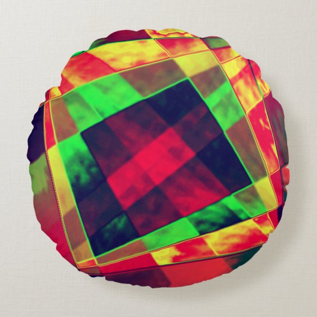 Rektanglar och fyrkanter med färgad i snedstreck rund kudde (Framsidan)
