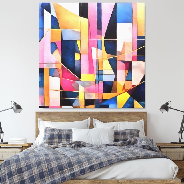 Rektanglar och trianglar geometrisk abstrakt canvastryck (Insitu (sovrum))