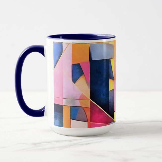 Rektanglar och trianglar geometrisk abstrakt mugg (Vänster)