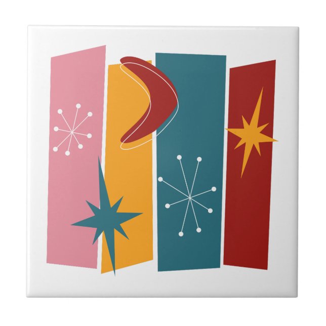 Rektangles boomerang Starburst Mid Mod Kakelplatta (Framsidan)