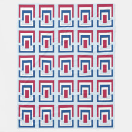 Rektangulär Abstrakt i rött, vitt och blått Fleecefilt