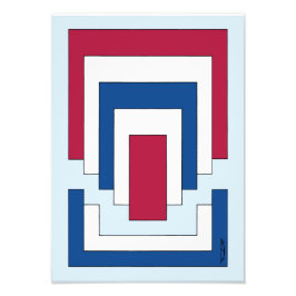 Rektangulär Abstrakt i rött, vitt och blått Fototryck