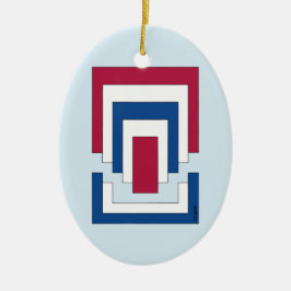 Rektangulär Abstrakt i rött, vitt och blått Julgransprydnad Keramik