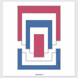 Rektangulär Abstrakt i rött, vitt och blått Klistermärken