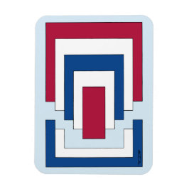 Rektangulär Abstrakt i rött, vitt och blått Magnet